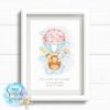 Personalised gift for baby girl, cute nursery print with name and date of birth, present for new parents, hot air balloon nursery wall art.