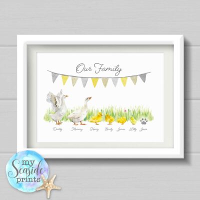 Duck Family Print, Personalised gift