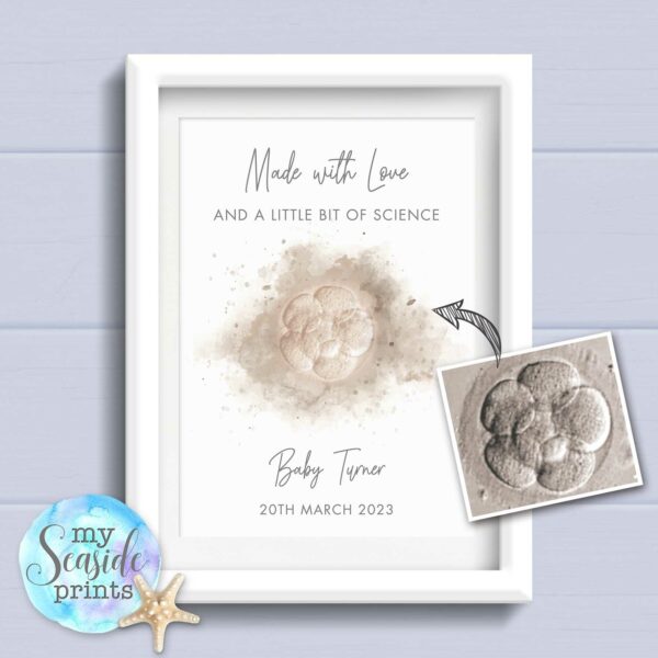 IVF keepsake gift, personalised embryo print,